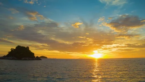 Sunrise over the sea. Timelapse. Beach on Koh Lipe island Stock Footage