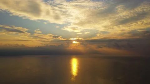 Sunrise over the sea, view from the drone. Stock Footage 220134098