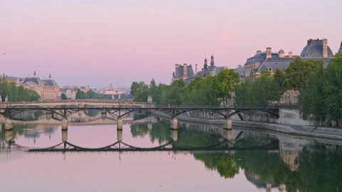 Sunrise over the Seine River in Paris - France Stock Footage 316953255