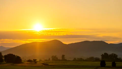 Sunrise over the silhouette mountain Stock Footage 291773267