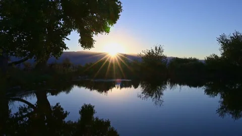 Sunrise over small pond central California Stock Footage 345742701