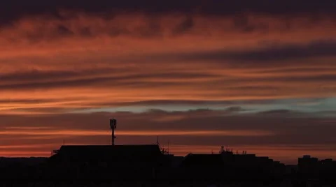 Sunrise over the small town Stock Footage 50450067