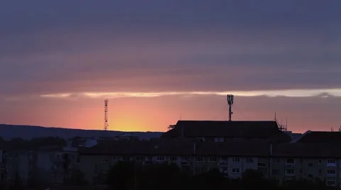 Sunrise over the small town Stock Footage 50450074