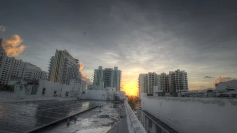 Sunrise over solar panels time lapse Stock Footage 125789597