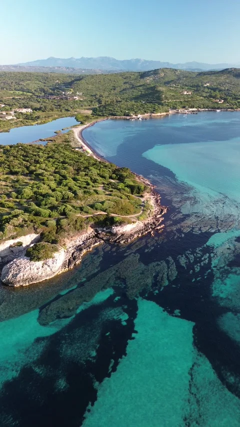 Sunrise over Sperone Cliffs and Turquoise Sea, Corsica - 4K Drone Aerial Video stock 328409785