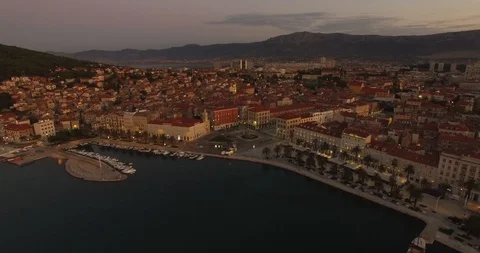 Sunrise over Split Old Town Stock Footage 118322051