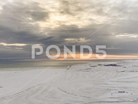 Sunrise over tundra Stock Photos