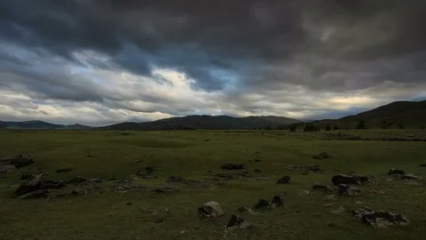 Sunrise over the valley of the Ulaan river, Mongolia.  Stock Footage 77166586