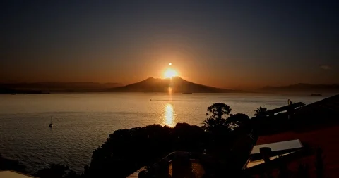 Sunrise over the volcano Vesuvius Stock Footage 104574671