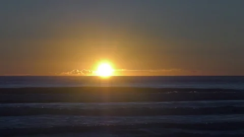Sunrise over waves 4K ocean dawn seacape - relaxing nature background Stock Footage 107032090