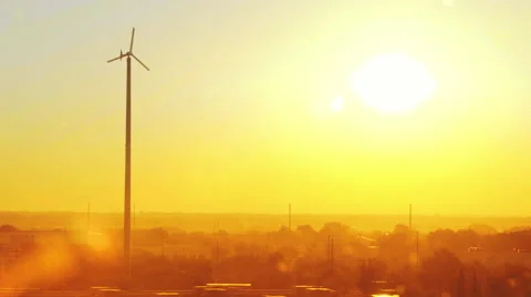 Sunrise over a windmill in Texas Stock Footage 68503103