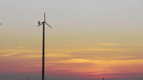 Sunrise over a windmill in Texas Stock Footage 68503104