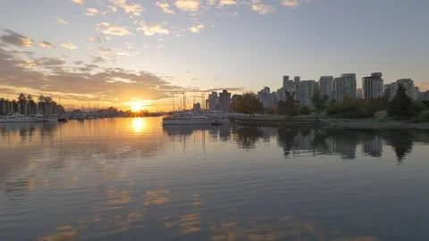 Sunrise Panoramic view of the harbour in Stanley park vancouver canada Stock Footage 96729983