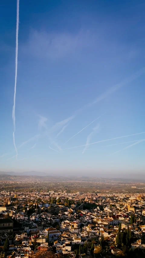 Sunrise panoramic view over Granada Stock Footage 344410701