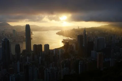 Sunrise from the peak Stock Photos