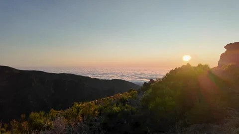 Sunrise Pico do Arieiro Forest Clouds Madeira Stock Footage 340128009