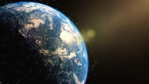 Sunrise Planet Earth with global communication plexus lines.Digital media,data Stock Footage 273679534