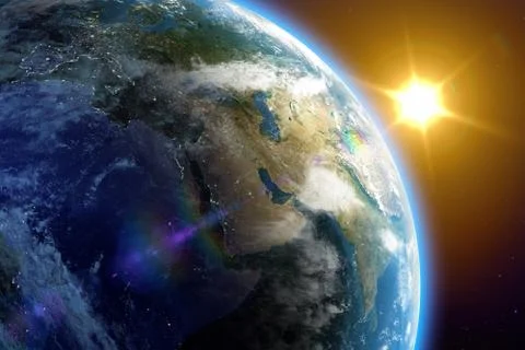 Sunrise on planet Earth Stock Illustration