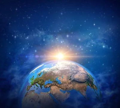 Sunrise on planet Earth Stock Illustration