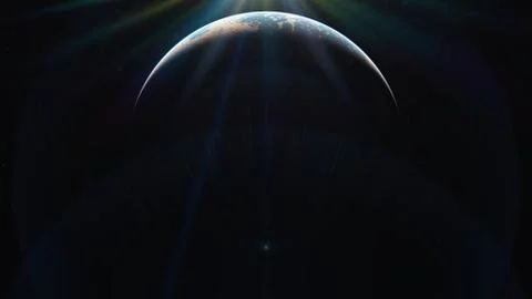 Sunrise from planet orbit Stock Illustration