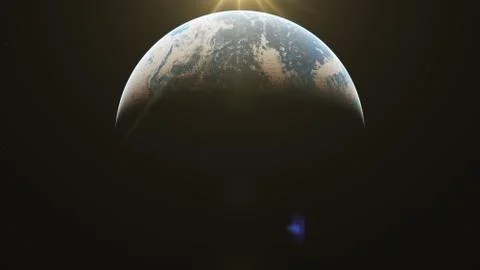 Sunrise from planet orbit Stock Illustration