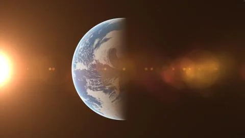 Sunrise from planet orbit Stock Illustration