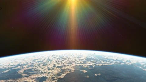 Sunrise from planet orbit Stock Illustration