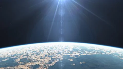 Sunrise from planet orbit Stock Illustration