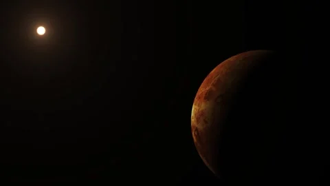 Sunrise on the planet Venus in dark space Stock Footage 333384587