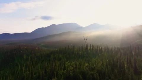 Sunrise on Power Lines Video stock 294608827