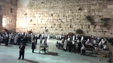 Sunrise Prayer at Western Wall Stock Footage 50966936