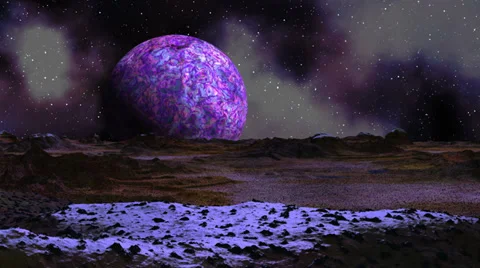 Sunrise purple planet Stock Footage 34592837