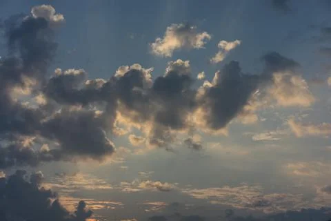 Sunrise red cloud sky with dark clouds in the morning autumn end of summer Stock Photos