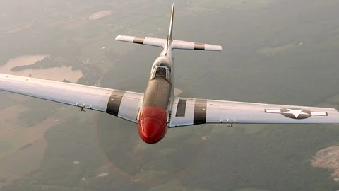 Sunrise Red Nose P51 Mustang Stock Footage