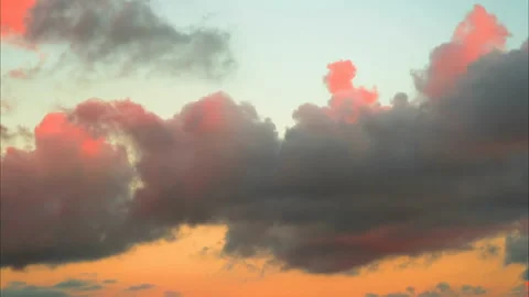 Sunrise Red orange sunset sky clouds time lapse background,storm cloud motion 4k Stock Footage 135508052
