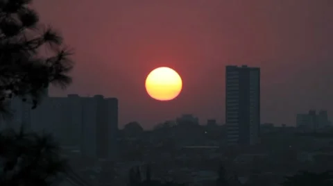 Sunrise - Red Sky - city timelapse 5 Stock Footage