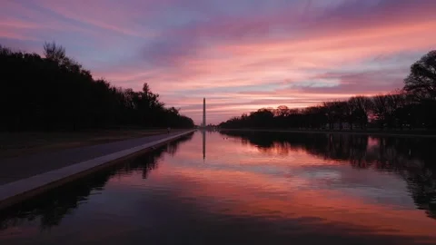 Sunrise at the Reflecting Pool in Washington DC Stock Footage 276963814