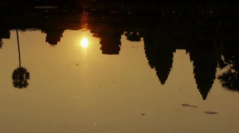 Sunrise reflection at Angkor Wat Stock Footage 23604319