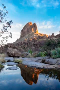 Sunrise reflections in the desert Stock Photos