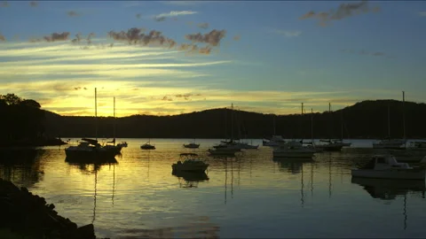 Sunrise reflections in the harbour. Stock Footage 167619771