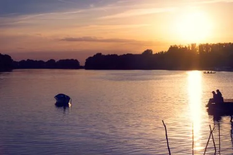 Sunrise river flow Stock Photos