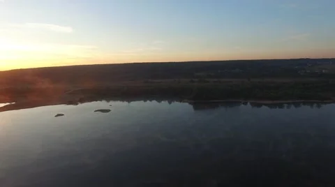 Sunrise on the river Stock Footage 56305317