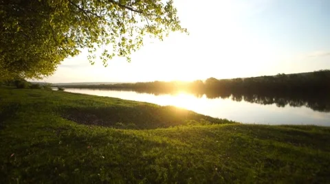 Sunrise on River Stock Footage 62606393
