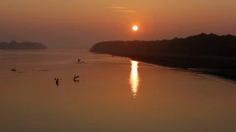 Sunrise on the river Stock Footage 101427899