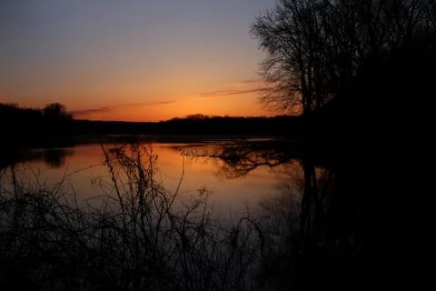 Sunrise on the river Stock Photos