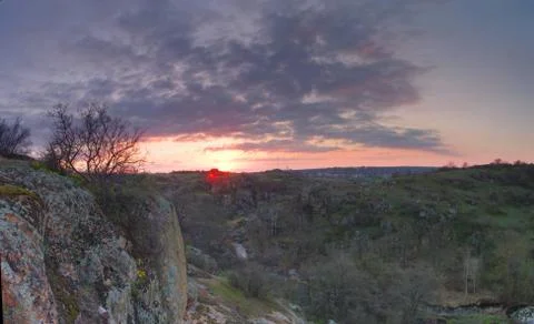 Sunrise on the river Foto stock