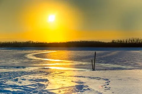 Sunrise on the river 스톡 사진