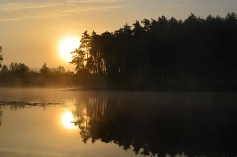 Sunrise on the river Foto stock