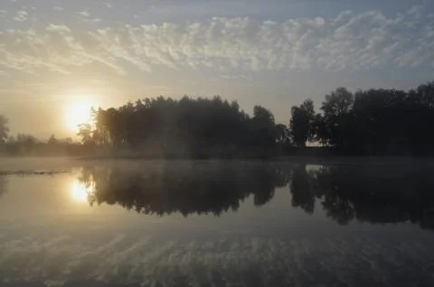 Sunrise on the river Foto stock