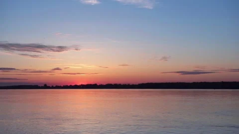 Before sunrise at the river with some clouds 7 Stock Footage 130456407